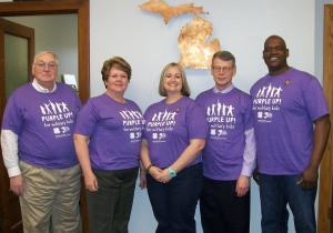 Michigan State University Extension colleagues show their support for military families on PURPLE UP! Day, April 15, 2014